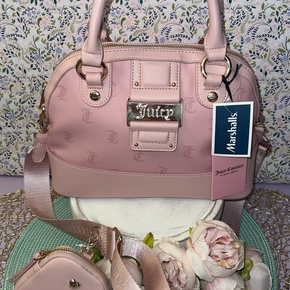 Juicy Couture Y2Cute Satchel Pink Diamond Bag with Crossbody Strap
